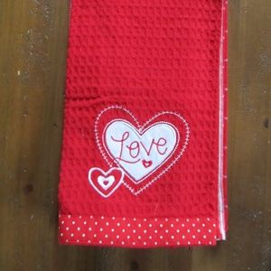 Set of 3 Valentine's Day Love Waffle Cloth and Linen Dish Towels